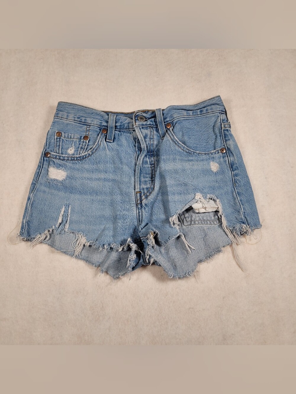 Levi's 501 Women's High Rise Cut Off Button Fly Denim Shorts Blue W25
